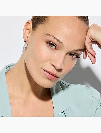 Boucles d'oreilles Luxenter en argent sterling 925 et zircone brillante finition rhodium - Haju