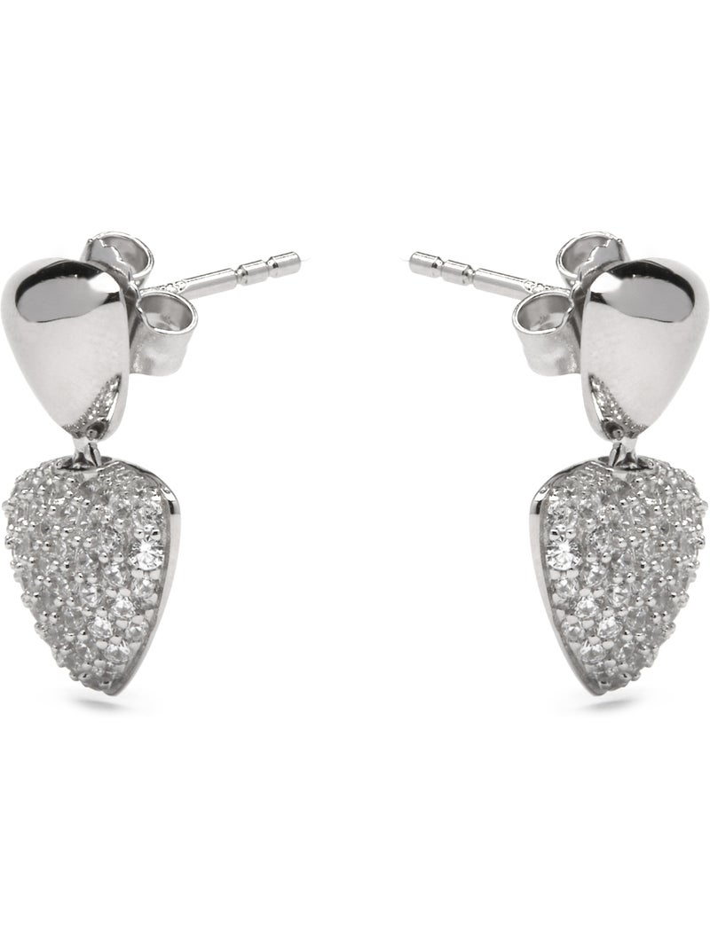 Boucles d'oreilles Luxenter en argent sterling 925 et zircone brillante finition rhodium - Haju Blanc - Kiabi