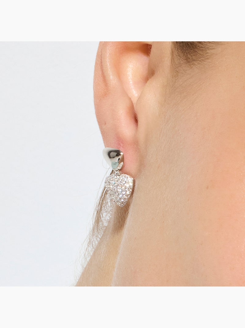 Boucles d'oreilles Luxenter en argent sterling 925 et zircone brillante finition rhodium - Haju Blanc - Kiabi