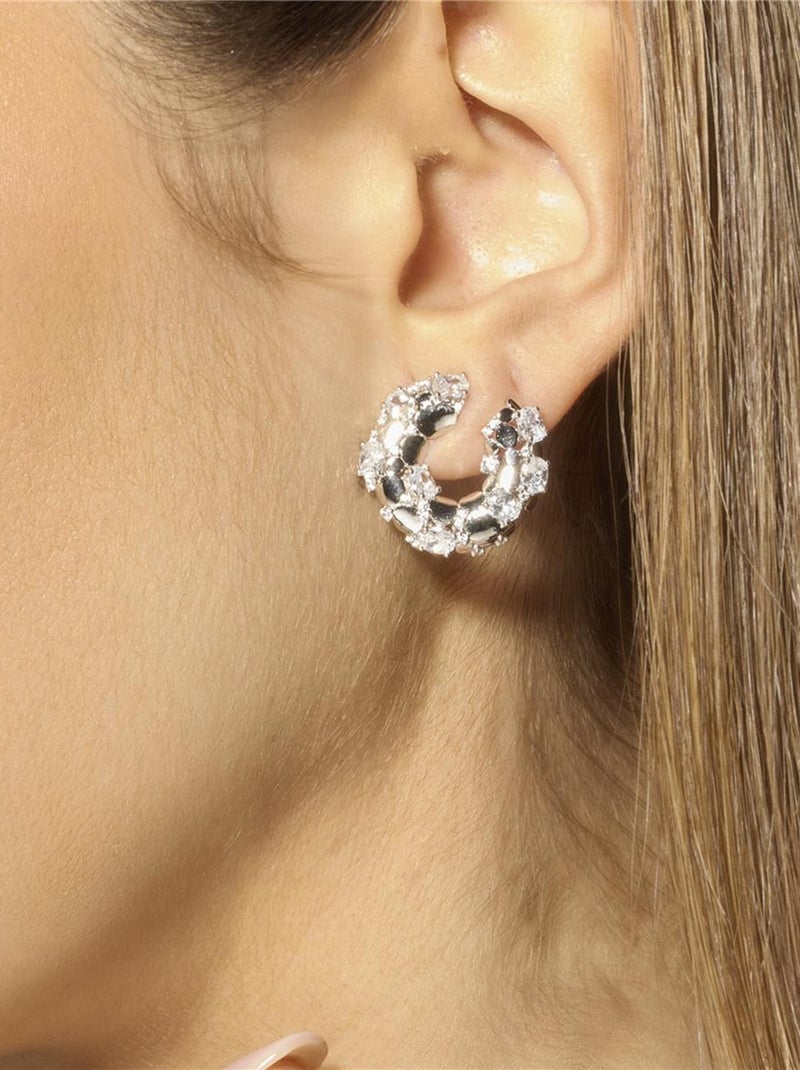 Boucles d'oreilles Luxenter en argent sterling 925 et zircone brillante finition rhodium - Larent Blanc - Kiabi