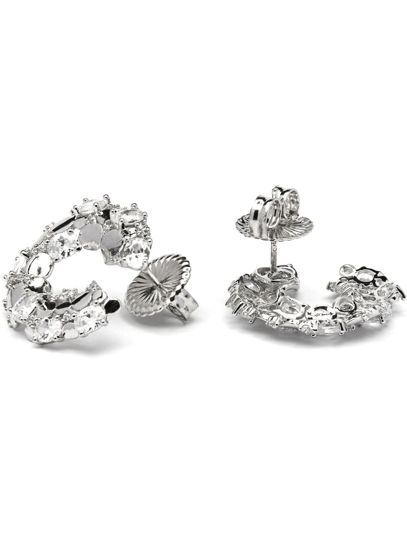 Boucles d'oreilles Luxenter en argent sterling 925 et zircone brillante finition rhodium - Larent Blanc - Kiabi