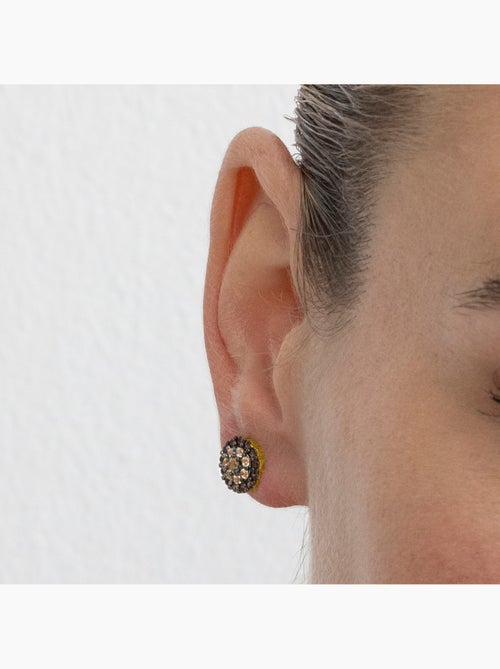 Boucles d'oreilles Luxenter en argent sterling 925 et zircone brune finition or 18k - Ziadri - Kiabi