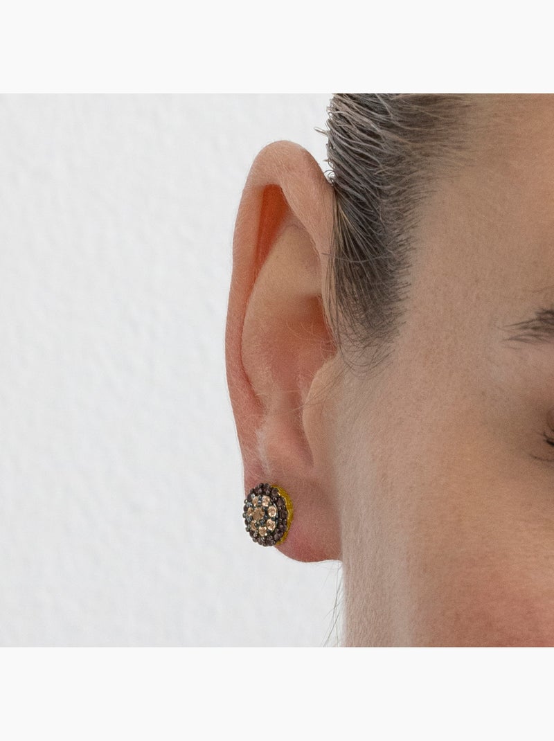 Boucles d'oreilles Luxenter en argent sterling 925 et zircone brune finition or 18k - Ziadri Marron - Kiabi