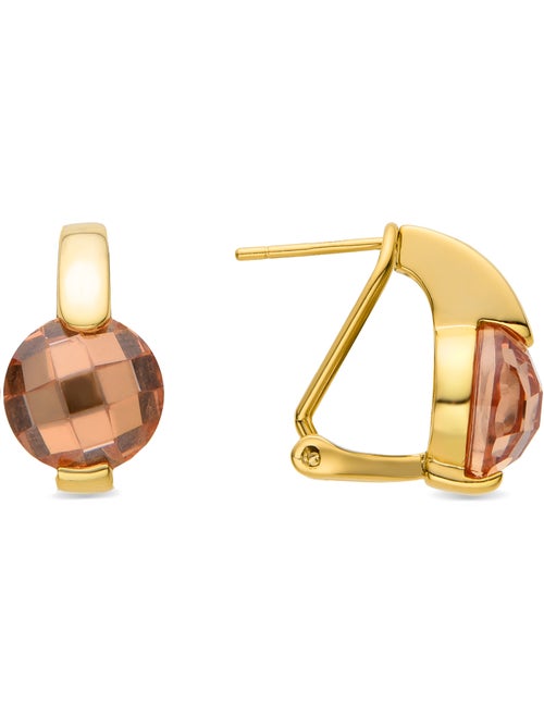 Boucles d'oreilles Luxenter en argent sterling 925 et zircone champagne finies plaqué or 18k-Laram - Kiabi