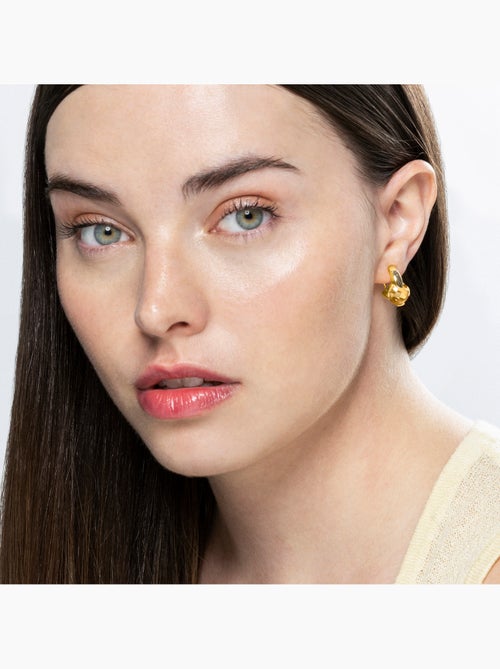Boucles d'oreilles Luxenter en argent sterling 925 et zircone champagne finies plaqué or 18k-Laram - Kiabi