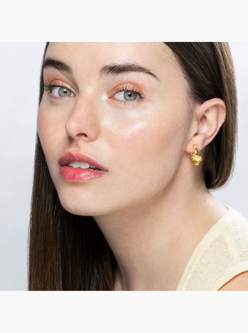 Boucles d'oreilles Luxenter en argent sterling 925 et zircone champagne finies plaqué or 18k-Laram - Kiabi