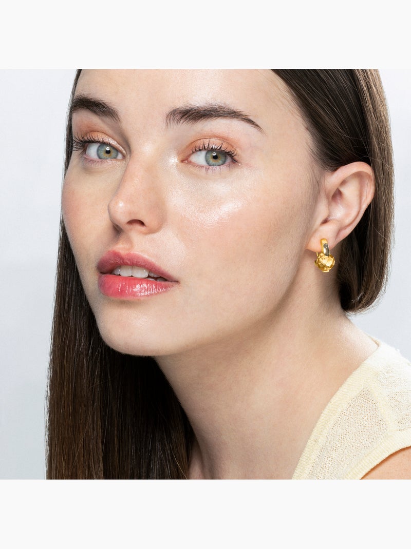 Boucles d'oreilles Luxenter en argent sterling 925 et zircone champagne finies plaqué or 18k-Laram Orange - Kiabi