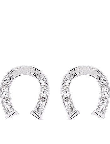 Boucles d'oreilles Luxenter en argent sterling 925 et zircone e avec finition en rhodium-Infinity