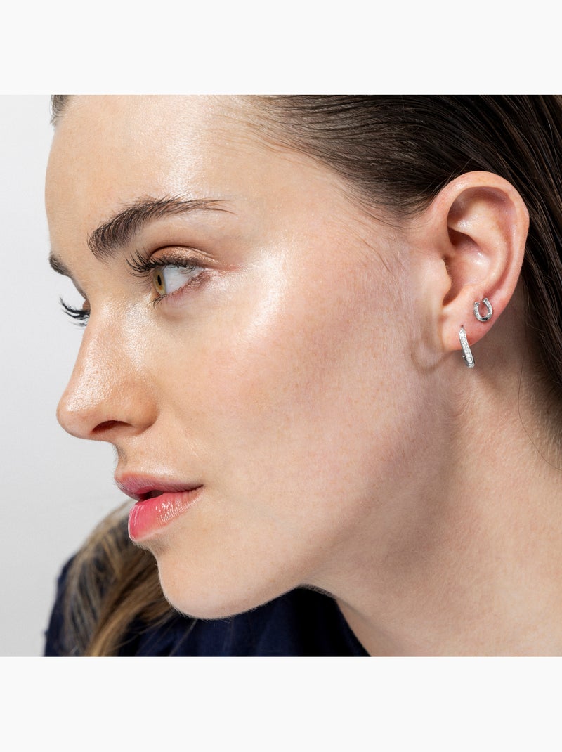 Boucles d'oreilles Luxenter en argent sterling 925 et zircone e avec finition en rhodium-Infinity Blanc - Kiabi