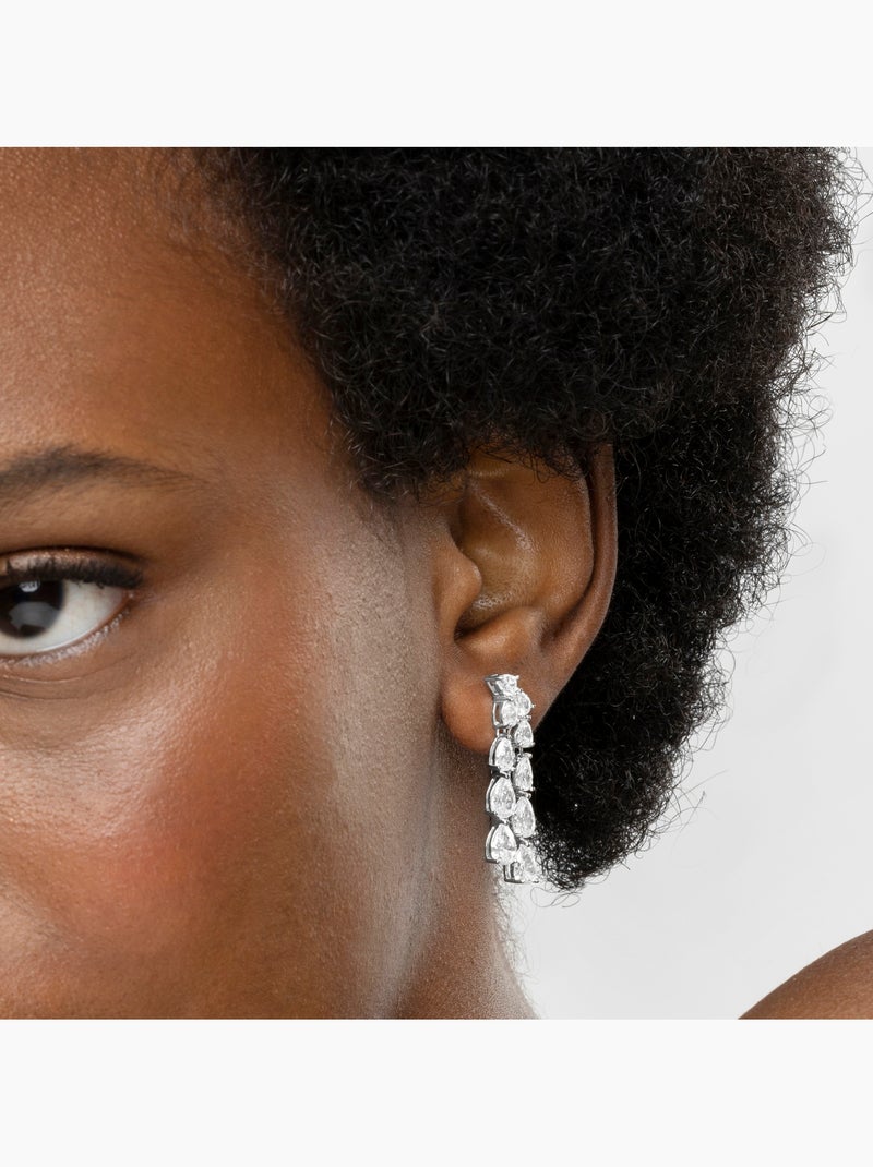 Boucles d'oreilles Luxenter en argent sterling 925 et zircone e avec finition en rhodium-Naman Blanc - Kiabi