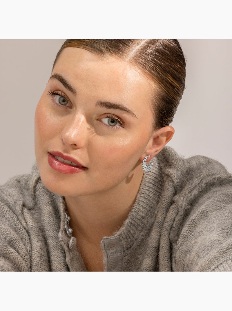 Boucles d'oreilles Luxenter en argent sterling 925 et zircone e avec finition en rhodium-Niard Blanc - Kiabi