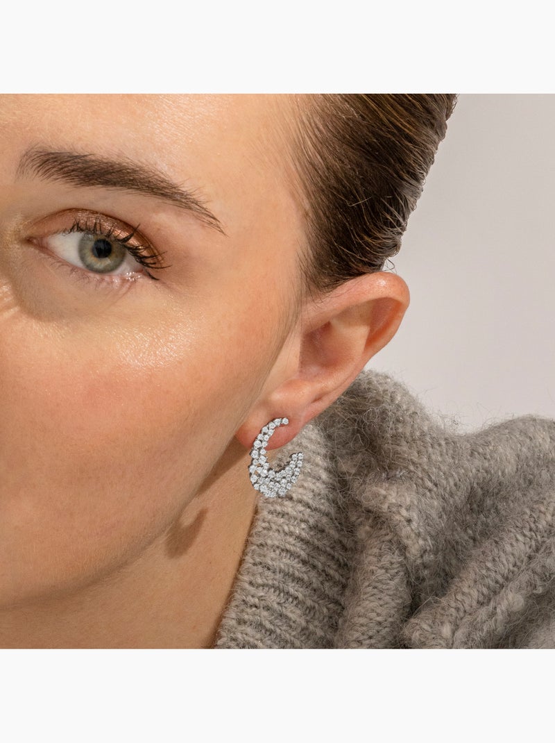 Boucles d'oreilles Luxenter en argent sterling 925 et zircone e avec finition en rhodium-Niard Blanc - Kiabi