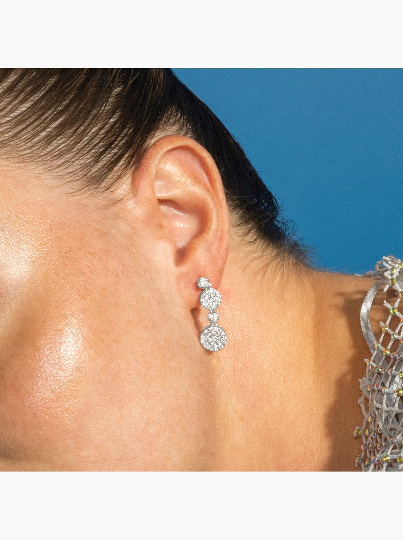 Boucles d'oreilles Luxenter en argent sterling 925 et zircone e avec finition en rhodium-Siala Blanc - Kiabi