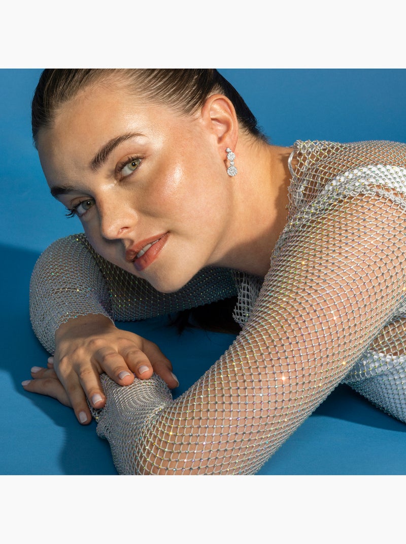 Boucles d'oreilles Luxenter en argent sterling 925 et zircone e avec finition en rhodium-Siala Blanc - Kiabi