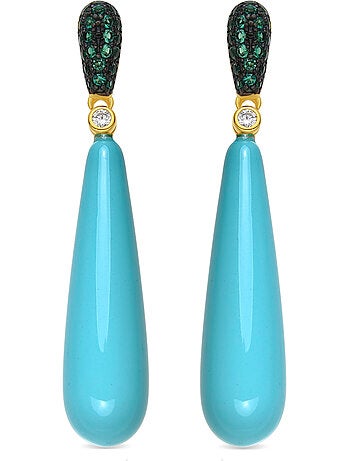 Boucles d'oreilles Luxenter en argent sterling 925 et zircone émeraude finies et plaqué or 18k-Wingi