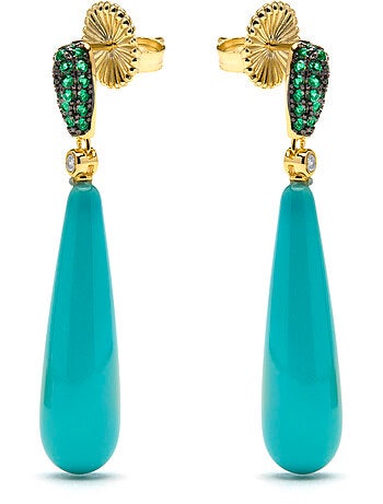 Boucles d'oreilles Luxenter en argent sterling 925 et zircone émeraude finies et plaqué or 18k-Wingi
