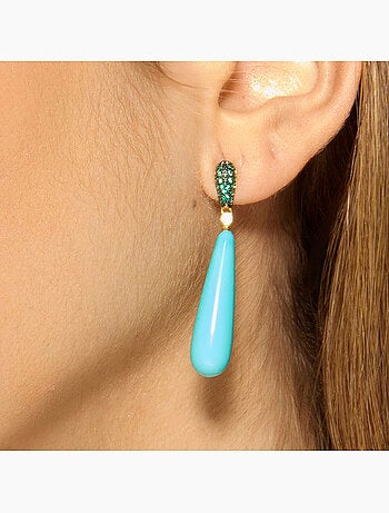 Boucles d'oreilles Luxenter en argent sterling 925 et zircone émeraude finies et plaqué or 18k-Wingi