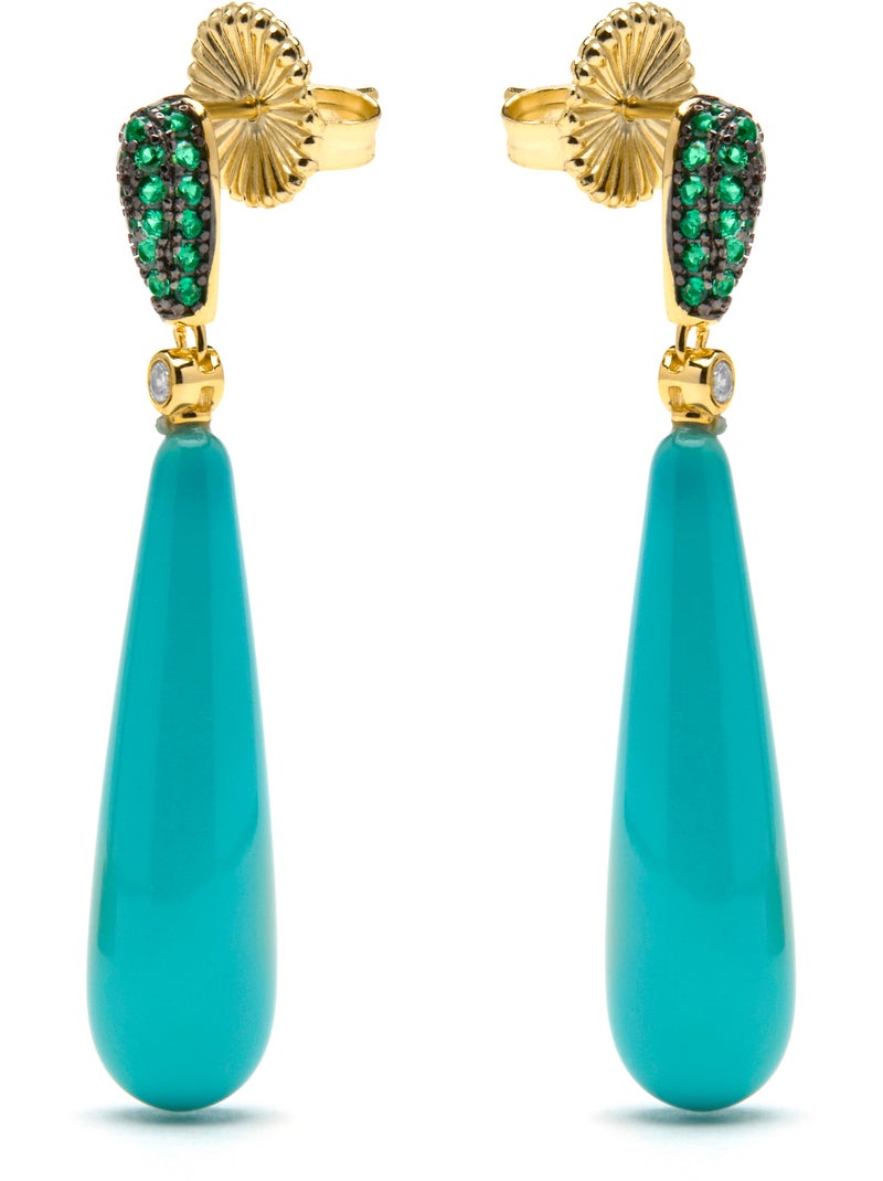 Boucles d'oreilles Luxenter en argent sterling 925 et zircone émeraude finies et plaqué or 18k-Wingi Vert - Kiabi