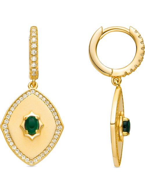 Boucles d'oreilles Luxenter en argent sterling 925 et zircone émeraude finition or 18k - Emxy - Kiabi