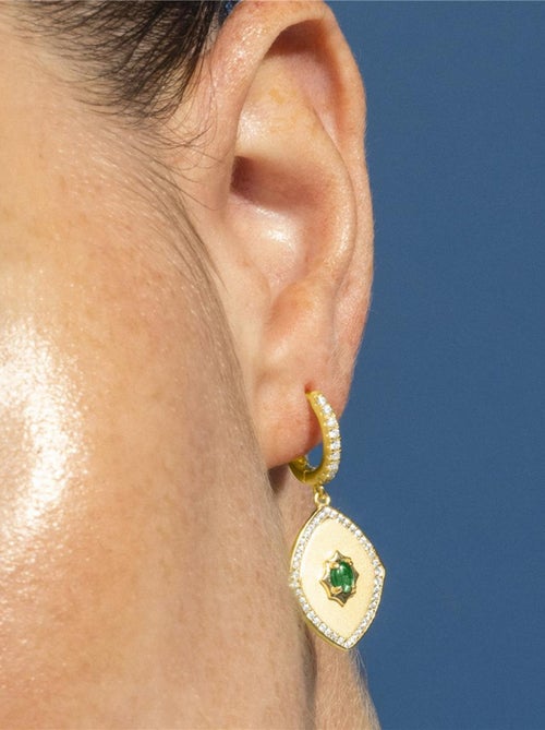 Boucles d'oreilles Luxenter en argent sterling 925 et zircone émeraude finition or 18k - Emxy - Kiabi