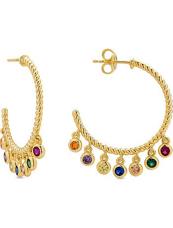 Boucles d'oreilles Luxenter en argent sterling 925 et zircone finition et plaqué or 18k-Raxsio