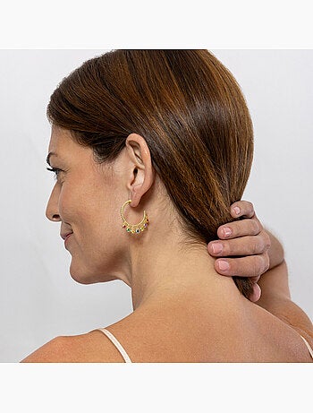 Boucles d'oreilles Luxenter en argent sterling 925 et zircone finition et plaqué or 18k-Raxsio