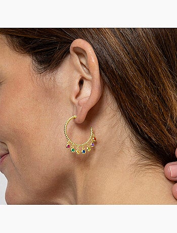 Boucles d'oreilles Luxenter en argent sterling 925 et zircone finition et plaqué or 18k-Raxsio