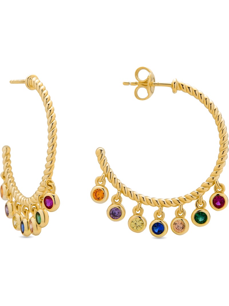 Boucles d'oreilles Luxenter en argent sterling 925 et zircone  finition et plaqué or 18k-Raxsio Multicolore - Kiabi