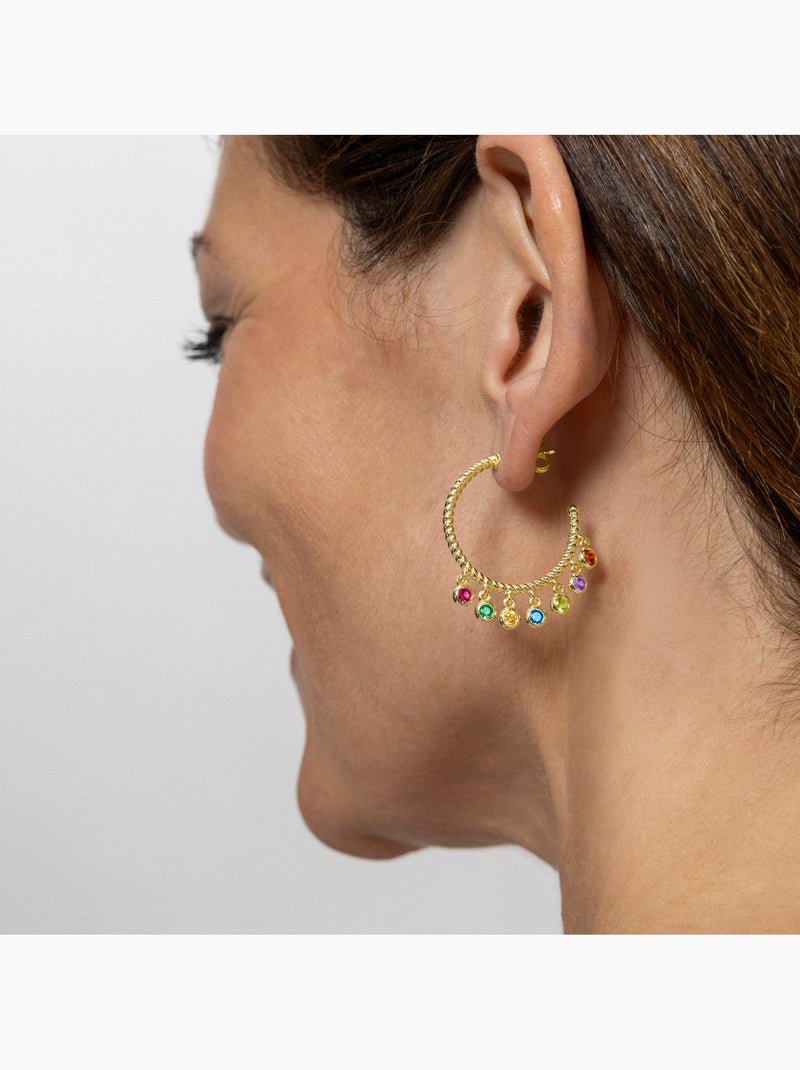 Boucles d'oreilles Luxenter en argent sterling 925 et zircone  finition et plaqué or 18k-Raxsio Multicolore - Kiabi