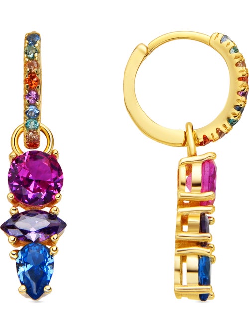 Boucles d'oreilles Luxenter en argent sterling 925 et zircone   finition or jaune 18k-Ledrak - Kiabi