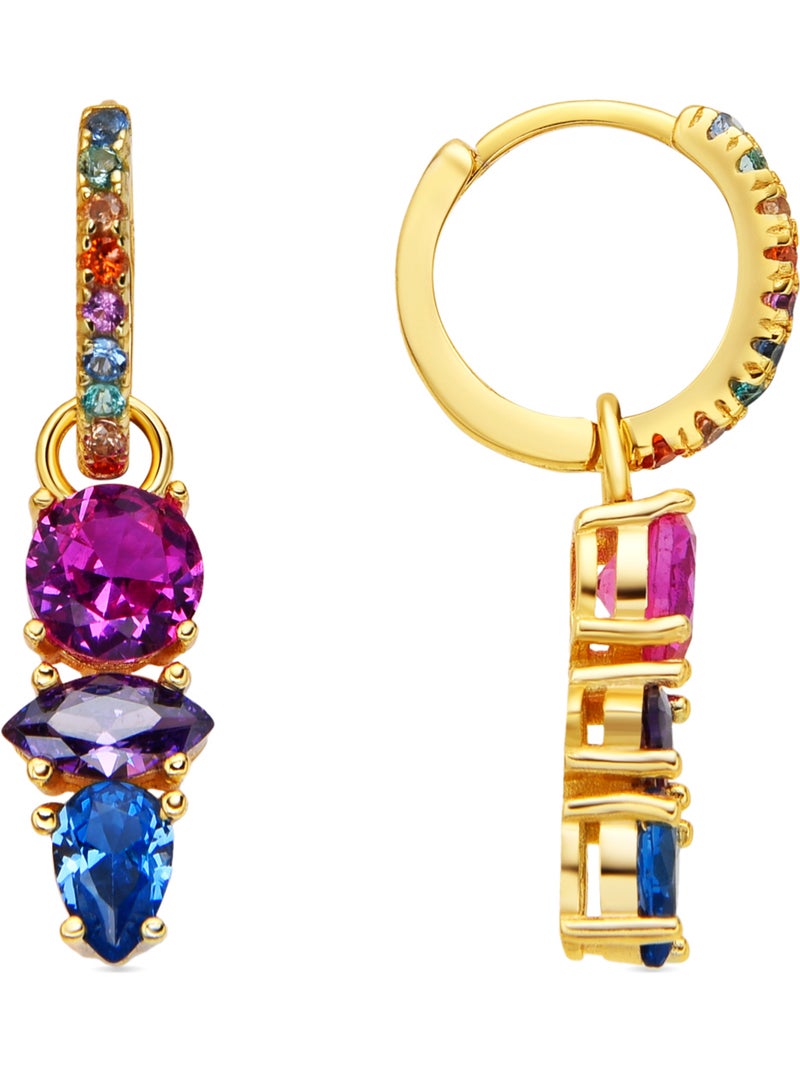 Boucles d'oreilles Luxenter en argent sterling 925 et zircone   finition or jaune 18k-Ledrak Multicolore - Kiabi