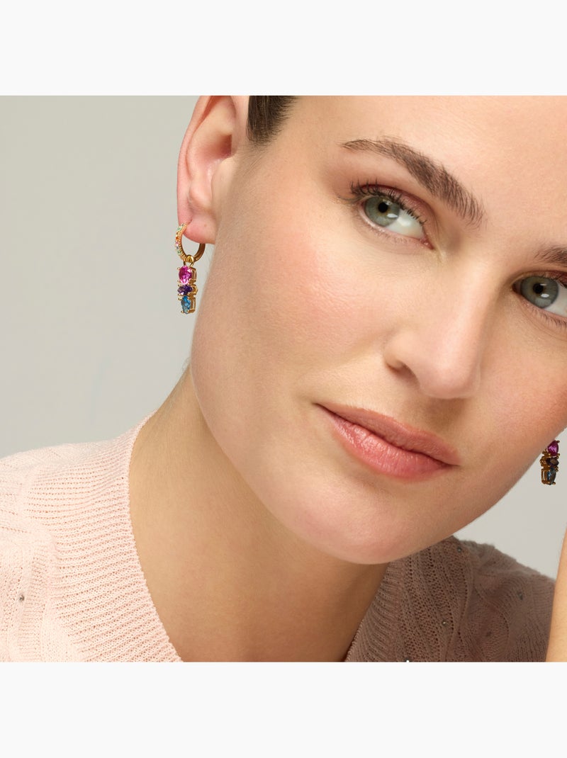 Boucles d'oreilles Luxenter en argent sterling 925 et zircone   finition or jaune 18k-Ledrak Multicolore - Kiabi