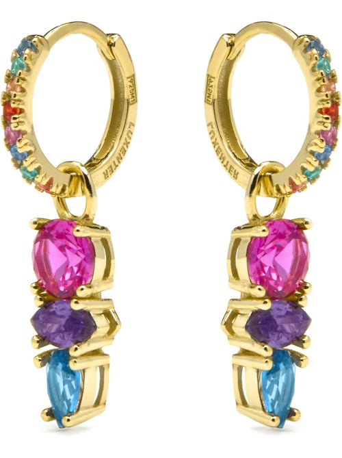 Boucles d'oreilles Luxenter en argent sterling 925 et zircone   finition or jaune 18k-Ledrak - Kiabi