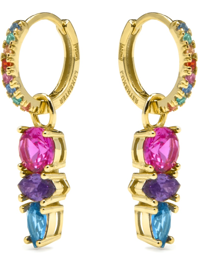 Boucles d'oreilles Luxenter en argent sterling 925 et zircone   finition or jaune 18k-Ledrak Multicolore - Kiabi