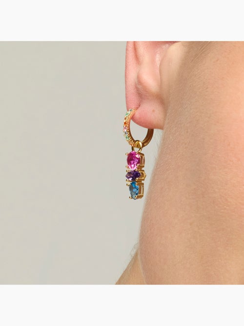 Boucles d'oreilles Luxenter en argent sterling 925 et zircone   finition or jaune 18k-Ledrak - Kiabi