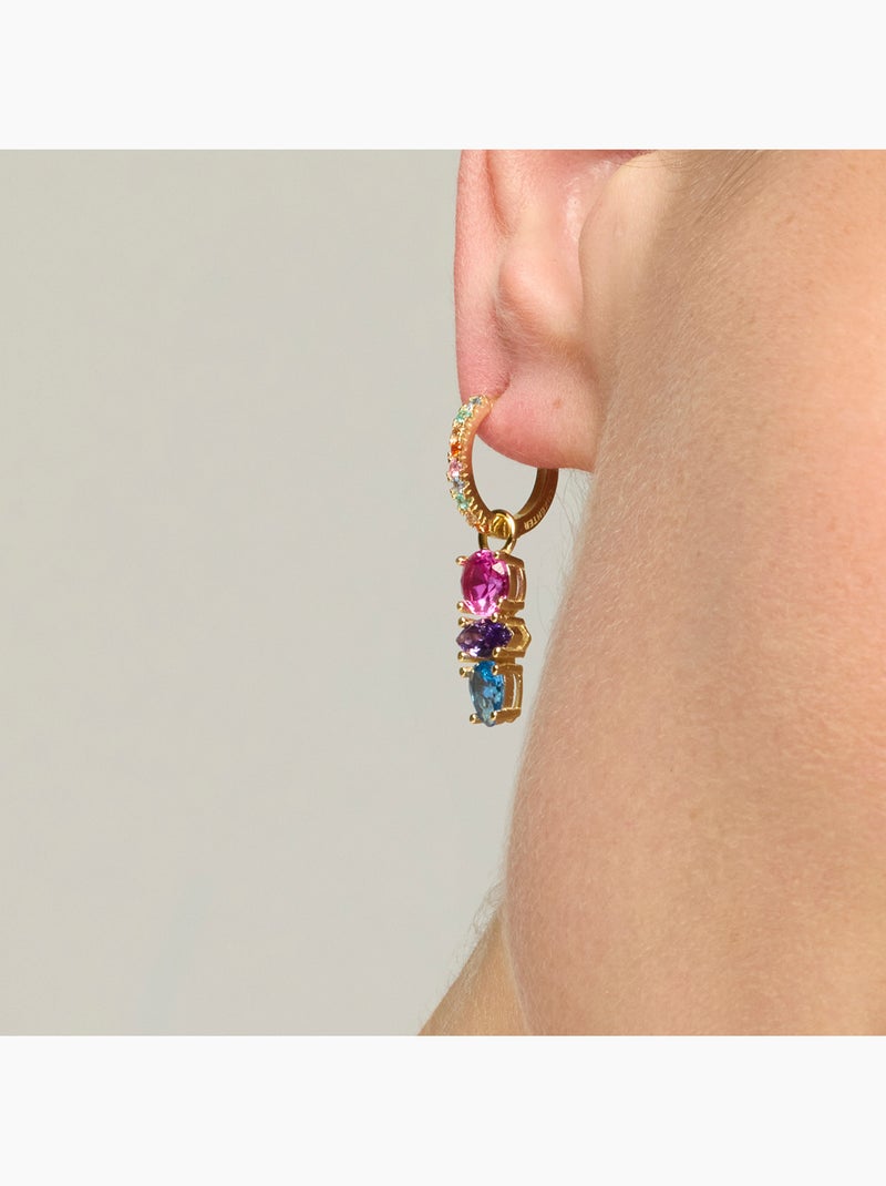Boucles d'oreilles Luxenter en argent sterling 925 et zircone   finition or jaune 18k-Ledrak Multicolore - Kiabi