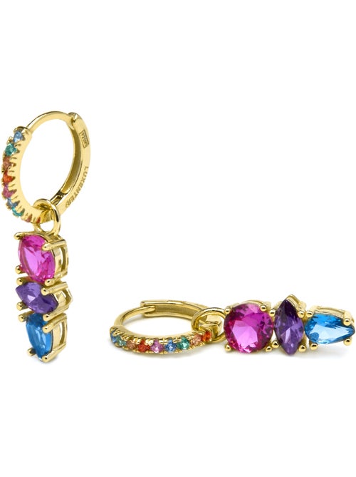 Boucles d'oreilles Luxenter en argent sterling 925 et zircone   finition or jaune 18k-Ledrak - Kiabi