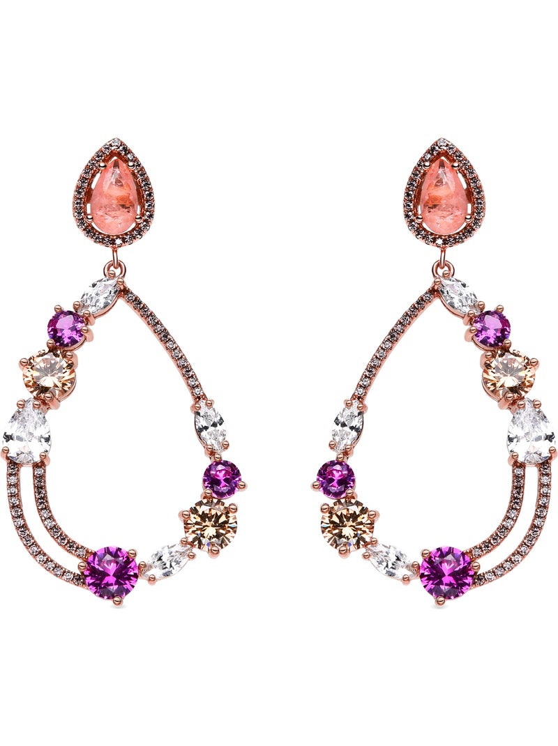Boucles d'oreilles Luxenter en argent sterling 925 et zircone multicolore finition or 18k - Overash Multicolore - Kiabi