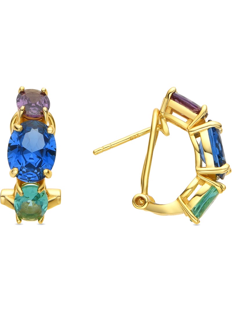 Boucles d'oreilles Luxenter en argent sterling 925 et zircone multicolore finition or 18k-Mireb Multicolore - Kiabi