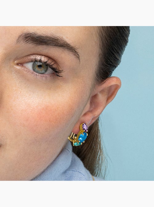 Boucles d'oreilles Luxenter en argent sterling 925 et zircone multicolore finition or 18k-Mireb - Kiabi