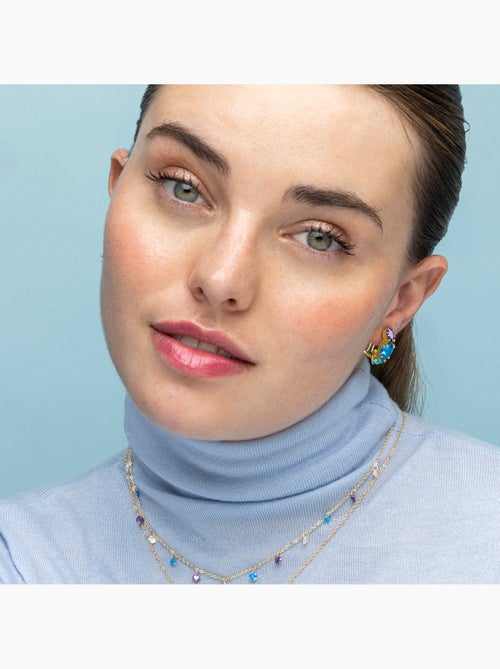 Boucles d'oreilles Luxenter en argent sterling 925 et zircone multicolore finition or 18k-Mireb - Kiabi