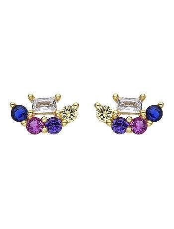 Boucles d'oreilles Luxenter en argent sterling 925 et zircone multicolore finition or 18k-Nockyo