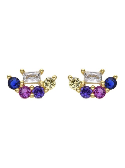 Boucles d'oreilles Luxenter en argent sterling 925 et zircone multicolore finition or 18k-Nockyo - Kiabi
