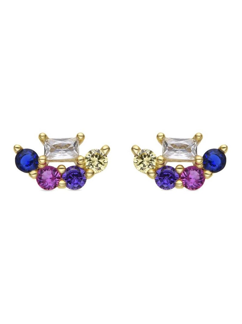 Boucles d'oreilles Luxenter en argent sterling 925 et zircone multicolore finition or 18k-Nockyo Multicolore - Kiabi