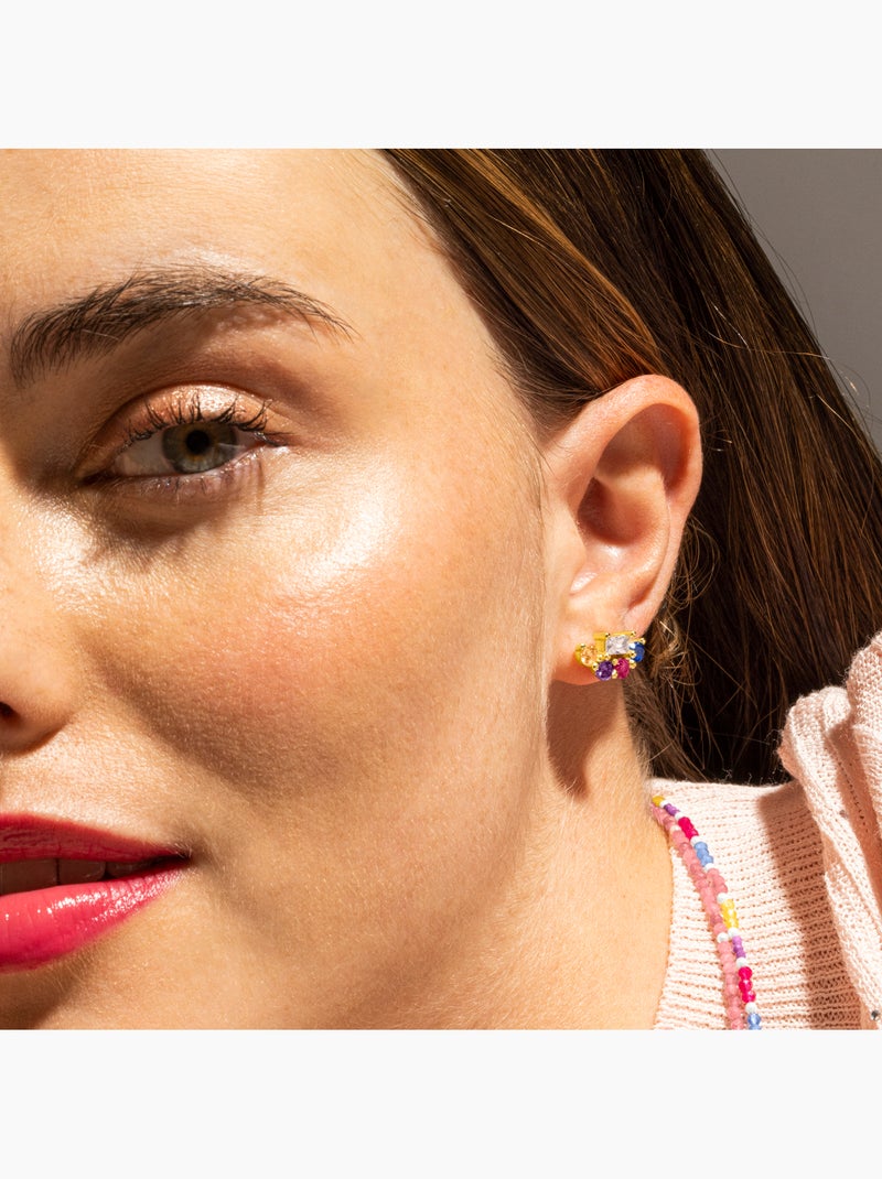 Boucles d'oreilles Luxenter en argent sterling 925 et zircone multicolore finition or 18k-Nockyo Multicolore - Kiabi