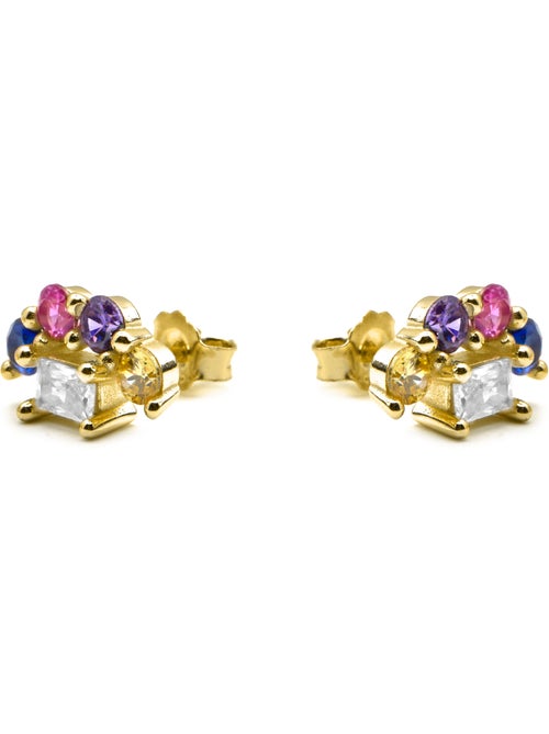 Boucles d'oreilles Luxenter en argent sterling 925 et zircone multicolore finition or 18k-Nockyo - Kiabi