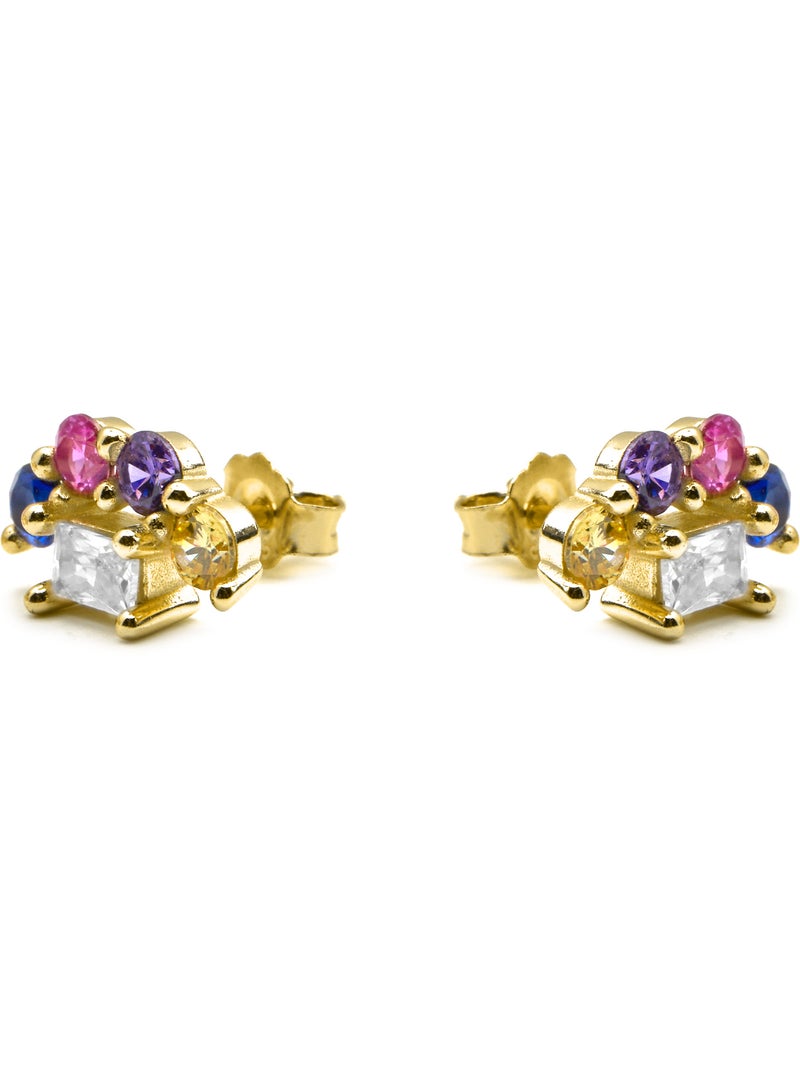 Boucles d'oreilles Luxenter en argent sterling 925 et zircone multicolore finition or 18k-Nockyo Multicolore - Kiabi