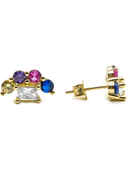 Boucles d'oreilles Luxenter en argent sterling 925 et zircone multicolore finition or 18k-Nockyo - Kiabi