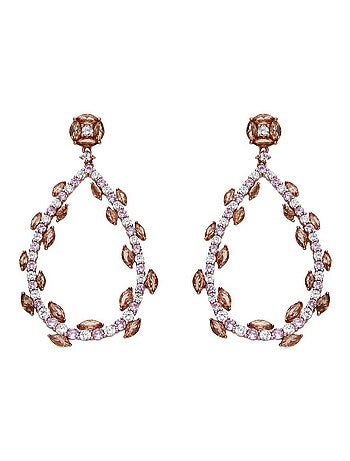 Boucles d'oreilles Luxenter en argent sterling 925 et zircone multicolore finition or rose 18k-Wade
