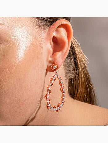 Boucles d'oreilles Luxenter en argent sterling 925 et zircone multicolore finition or rose 18k-Wade
